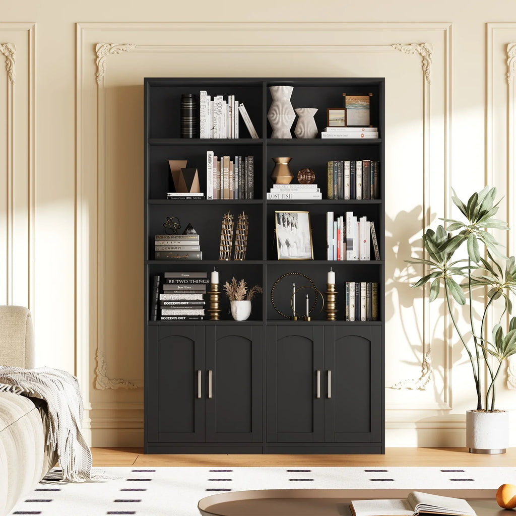 2026 NewHomfa 73" Tall Bookcases with Doors, 8 Cubes 6-Tier Double Row Bookshelf, White Bookcase for Living Room Home Office