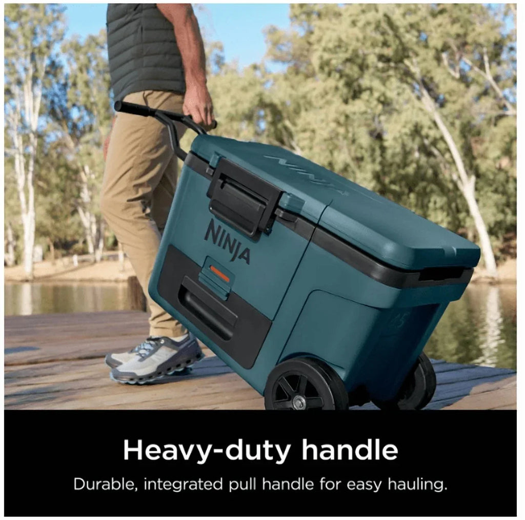 2026 NewNinja | Cooler | FrostVault 45QT Cooler with Wheels | Insulated with Temp Dry Storage Drawer | Keeps Ice Cold for Days | for The Beach, Camping, Picnics & More | Ocean Blue | FB245AOB
