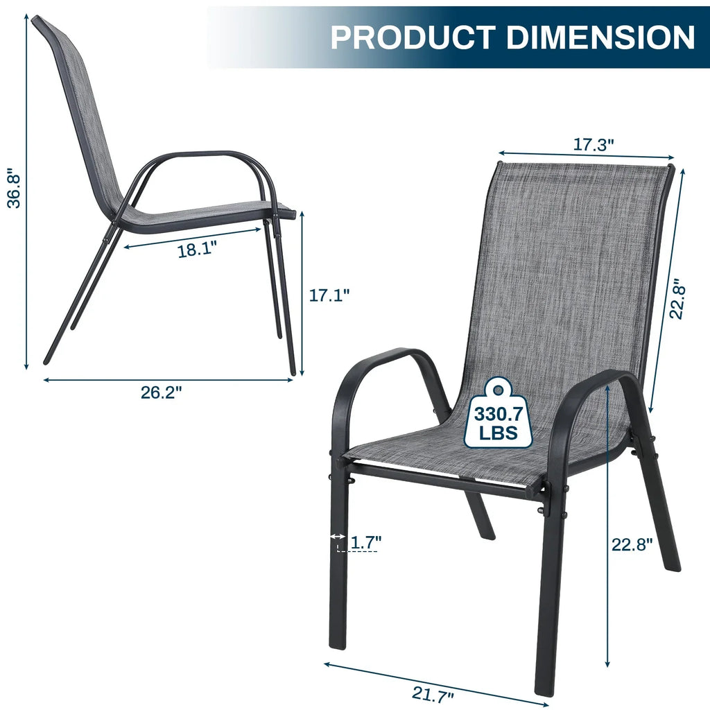 2026 NewArlopu 8Pcs Patio Dining Chairs Outdoor Stackable Armrest Chairs for Lawn Garden Backyard
