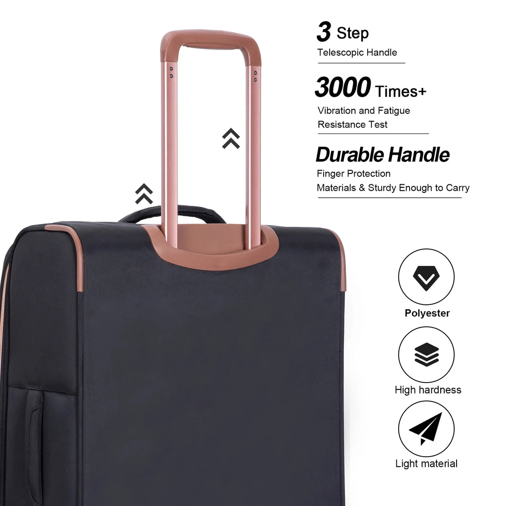 2026 NewTravelhouse 4 Piece Luggage Set Softside Expandable Lightweight Suitcase with Double Spinner Wheels.(Black)