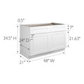2026 NewDesign House Brookings Ready to Assemble Wood Shaker 2-Door and 2-Drawer Kitchen Base Cabinet (48 x 34.5 x 24), Sherwin Williams White