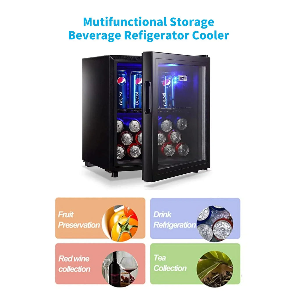 2026 New62-Can Beverage Cooler and Refrigerator, Small Mini Fridge for Home, Office or Bar with Glass Door and Adjustable Removable Shelves，Perfect for Soda Beer or Wine, Stainless Steel, 1.6 Cu.Ft.