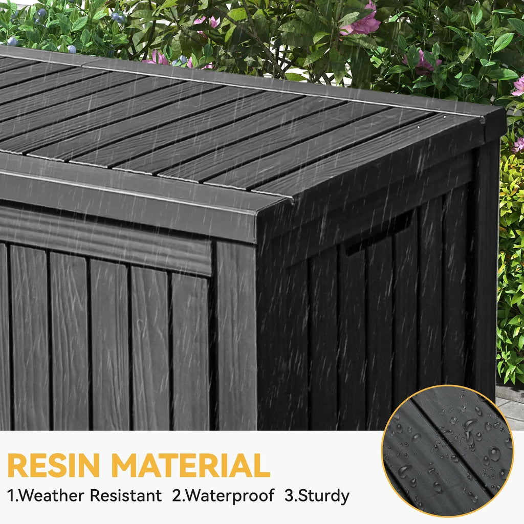2026 NewUforic 150 Gallon Outdoor Storage Deck Box, Large Outdoor Storage Organized w/Divider,for Patio Furniture,Garden Tools, Black