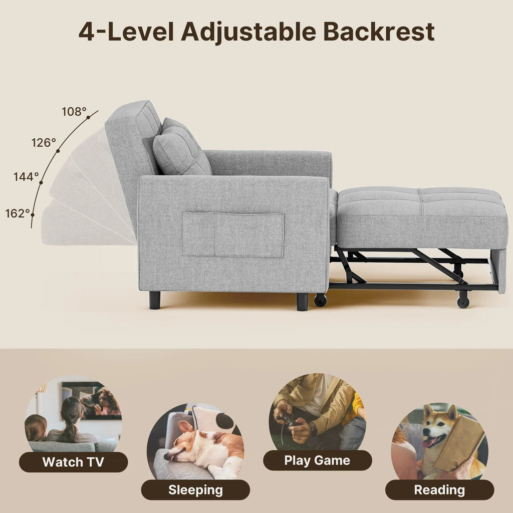 2026 New3 in 1 Convertible Sofa Bed Chair for Living Room, Aiho Sleeper Sofa Bed for Living Room, Dark Gray
