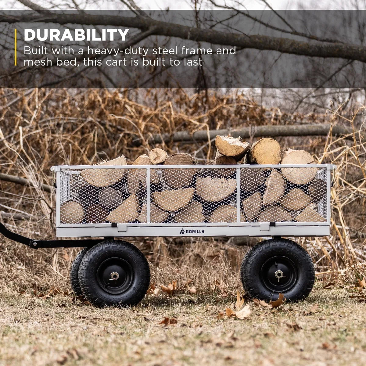2026 NewGorilla Carts 1000-lb. Capacity Steel Utility Cart, Model #GOR1001-Com, 13-inch Pneumatic Tires