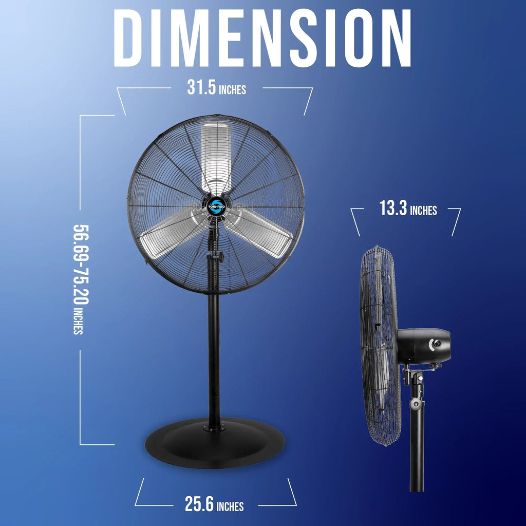 2026 NewTornado - 20 Inch High Velocity Metal Oscillating Pedestal Fan - Commercial, Industrial Use Water-Resistant