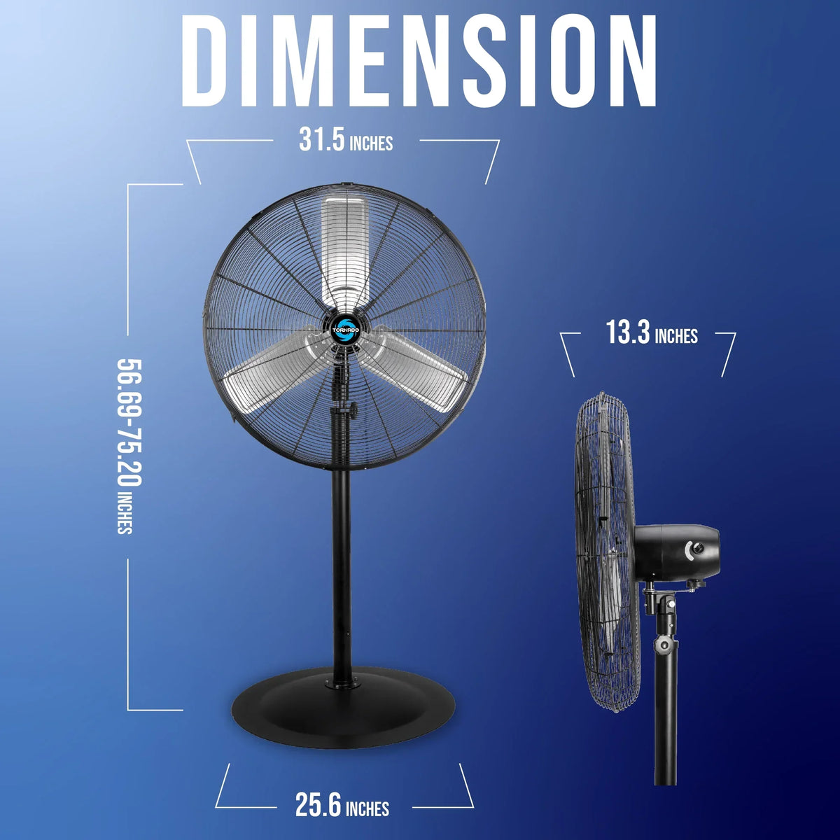 2026 NewTornado - 20 Inch High Velocity Metal Oscillating Pedestal Fan - Commercial, Industrial Use Water-Resistant