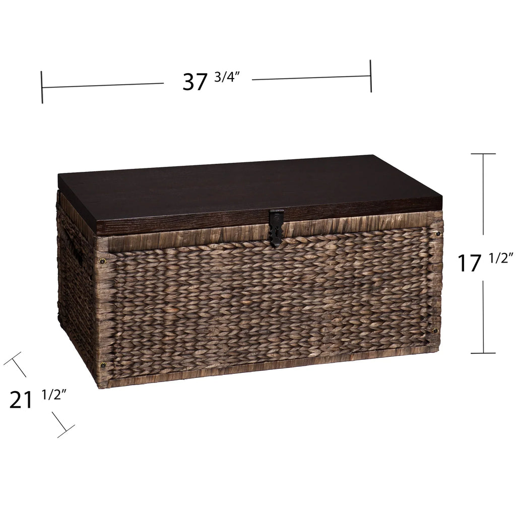 2026 NewSamford Water Hyacinth Storage Trunk, Blackwashed with Espresso