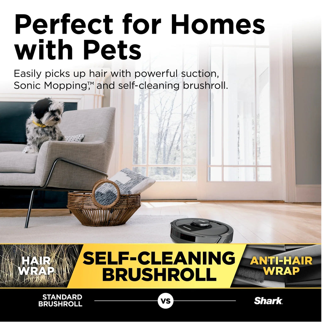 2026 NewShark Matrix Robot Vacuum & Mop, Auto Empty, Carpets and Hard Floors, 30-Day Capacity Base, Precision Home Mapping, Pet-Friendly, Wi-Fi, RV2400WS