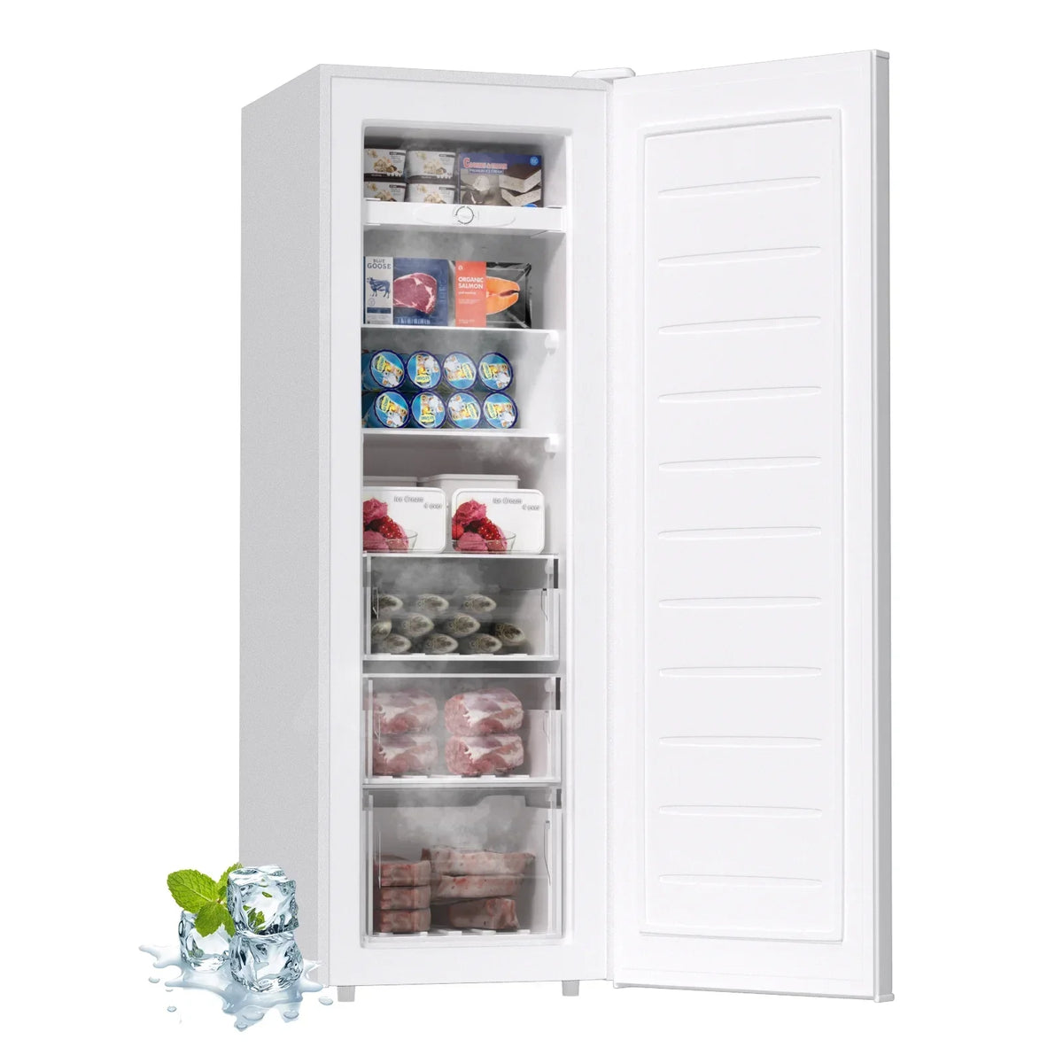 2026 NewBANGSON Upright Freezer, 7.0 Cu.ft Freestanding Freezer, Convertible Upright Freezer/Refrigerator, Single Door for Kitchen, Office, Apartment, Silver
