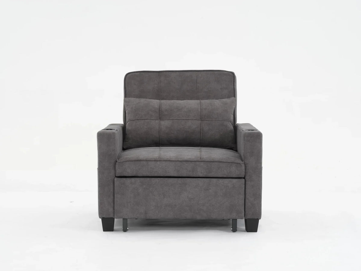 2026 NewConvertible Futon Sofa Bed, 3-in-1 Multi-Functional Sleeper Chair Bed with USB Ports, Adjustable Backrest Recliner,for Living Room Bedroom Small Space, Tech Cloth, Dark Grey