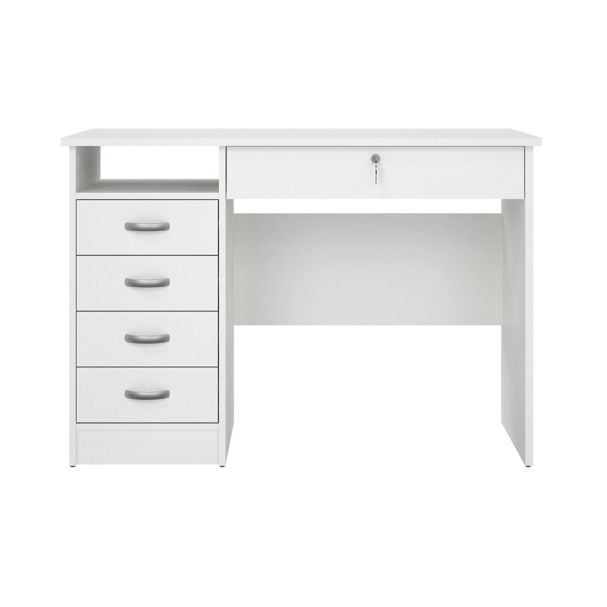 2026 NewTvilum Walden 5 Drawer Office Desk with 1 Locking Drawer for Adults, White
