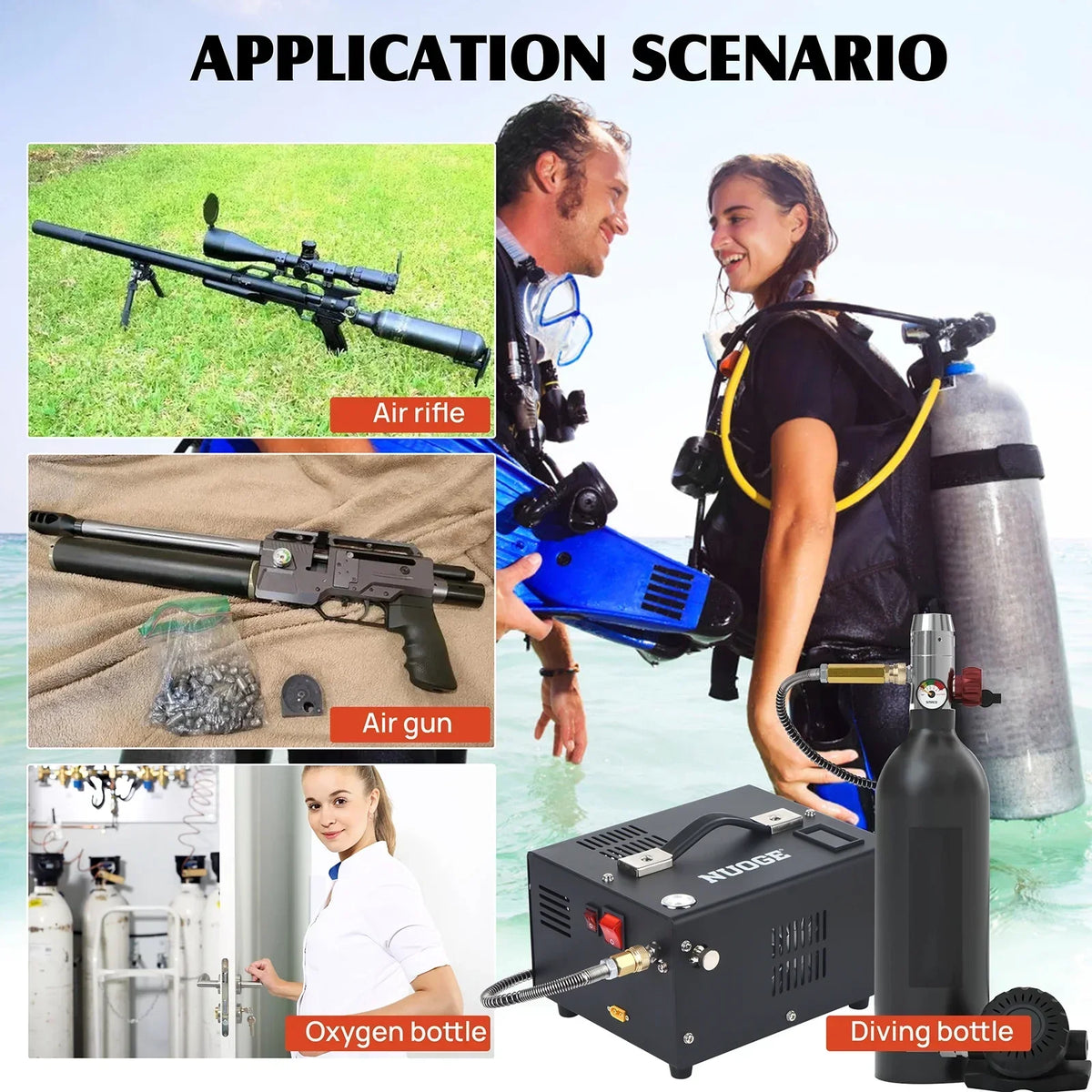 2026 NewNUOGE Pcp Air Compressor,4500Psi 12V DC or 110V AC W/Converter Paintball/Scuba Tank Compressor Pump