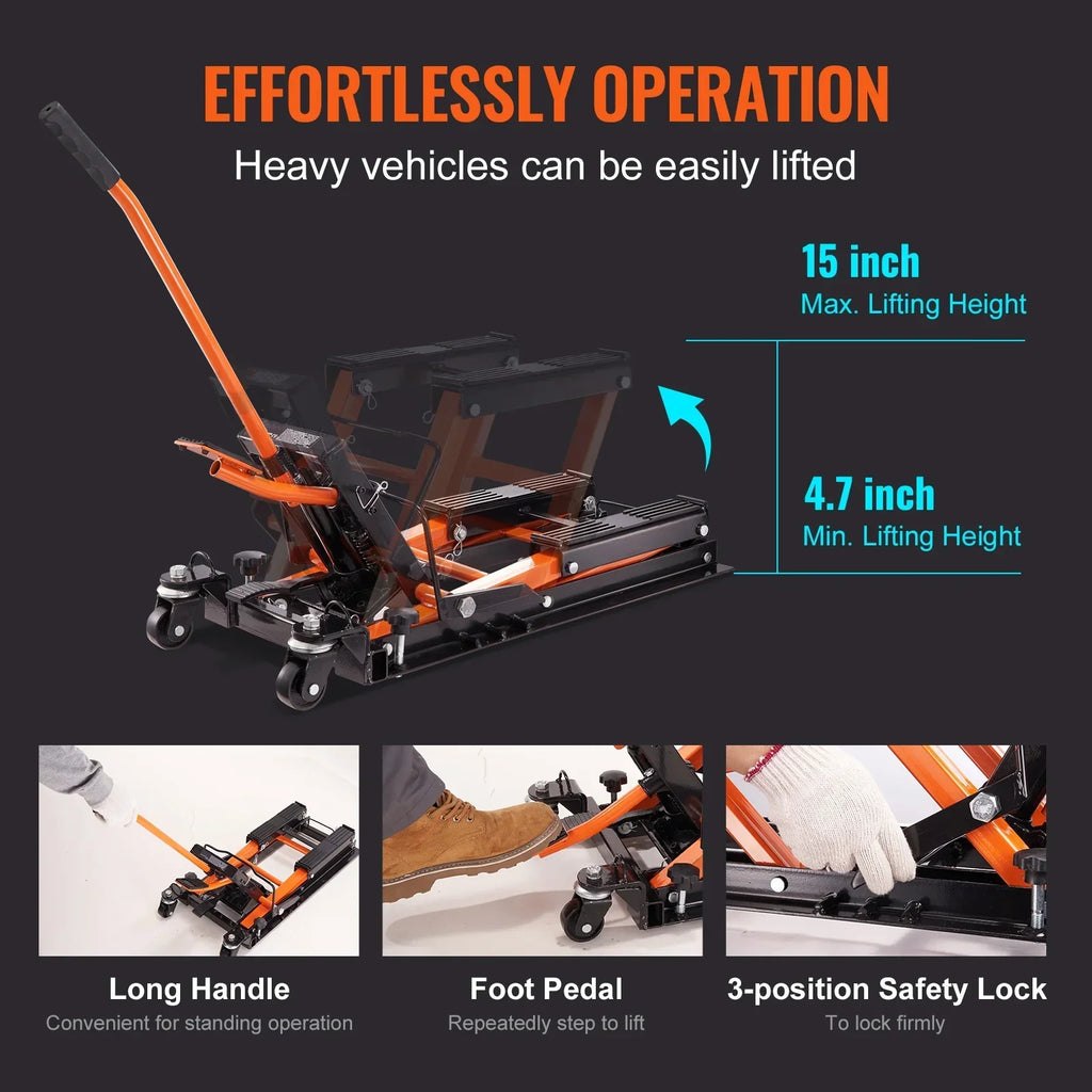 2026 NewKFFKFF 1500 LB Hydraulic Motorcycle ATV Lift Jack Hydraulic Pump Hoist Jack ATV Dirt Bike Stand