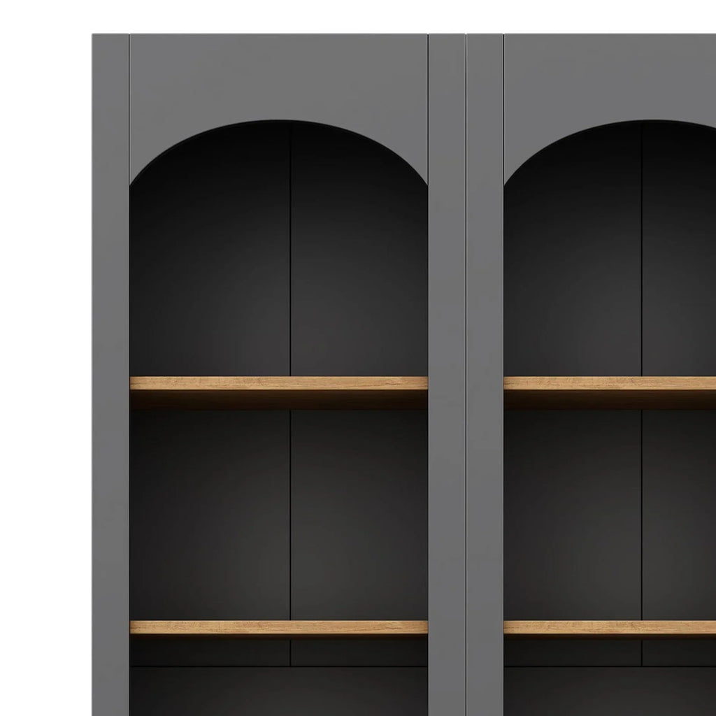 2026 New72"h Pantry Pair, 2, Adjustable Shelves,, Black Finish 2 Bookcase, Cabinet With Vintage Style