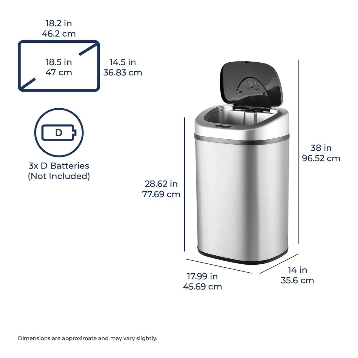 2026 NewNine Stars Automatic Trash Can, 21 Gallon Stainless Steel, Motion Sensor Hands Free Soft Close Lid Garbage Bin, Silver