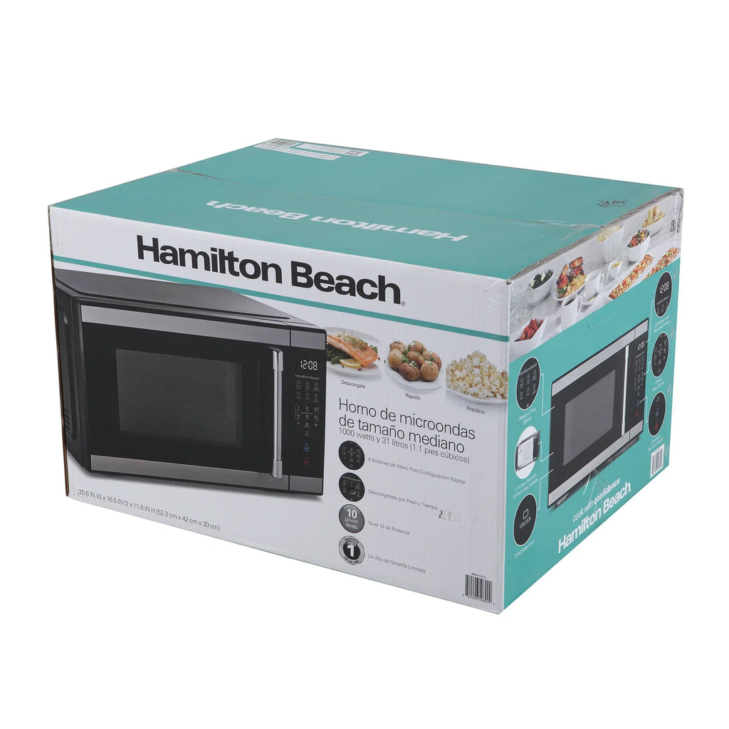2026 NewHamilton Beach 1.1 cu ft Countertop Microwave Oven, Black and Stainless Steel