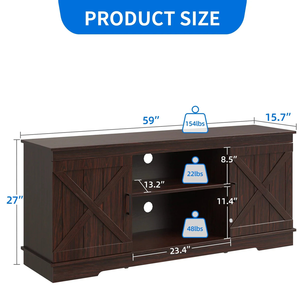 2026 NewDextrus Farmhouse TV Stand for 65 inch TV, Entertainment Center for Living Room, TV Media Console Cabinet, Grey Wash