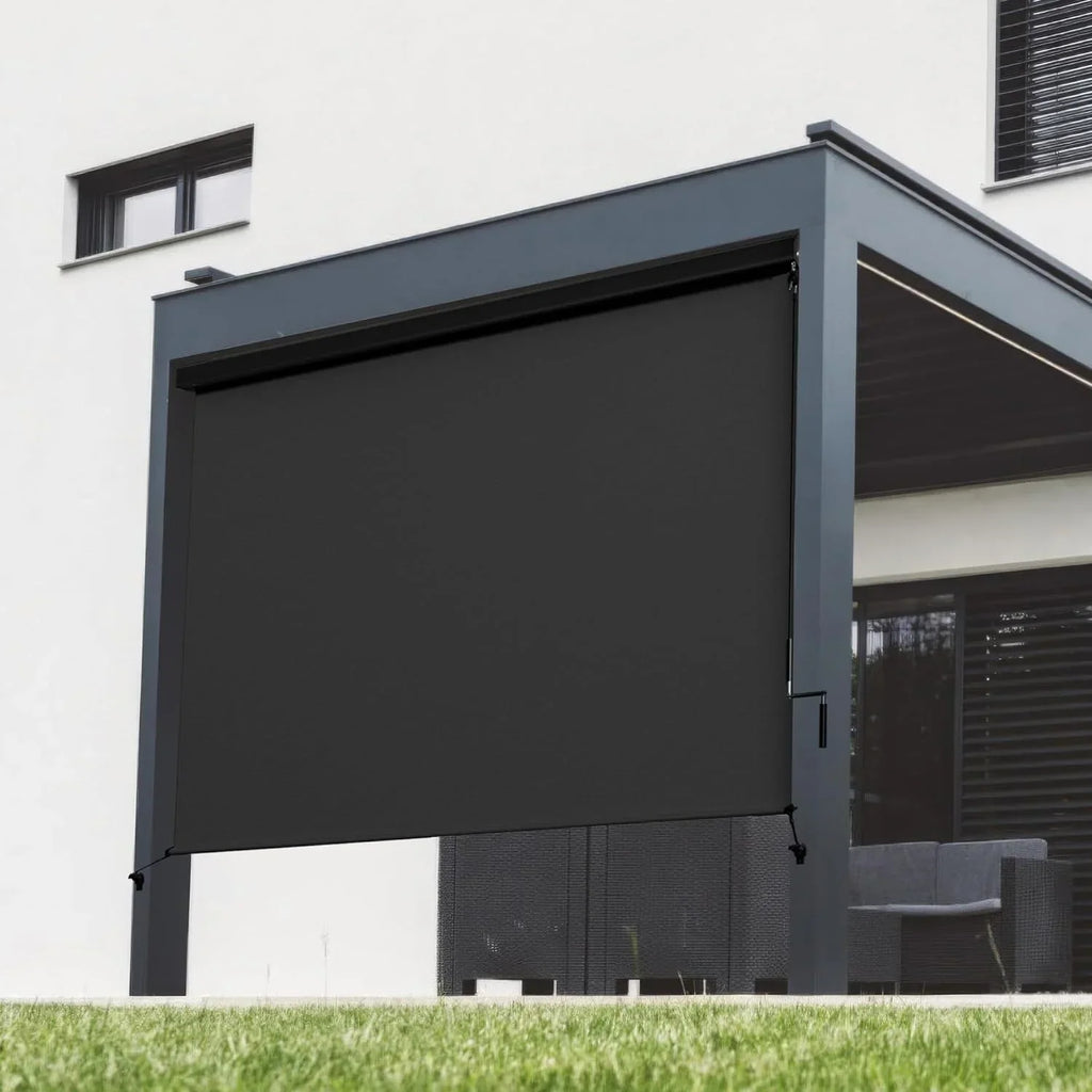 2026 NewSuperjoe Outdoor Roller Shade for Patio, Cordless Blackout Waterproof Blind, UV Block, 4'L x 6'W
