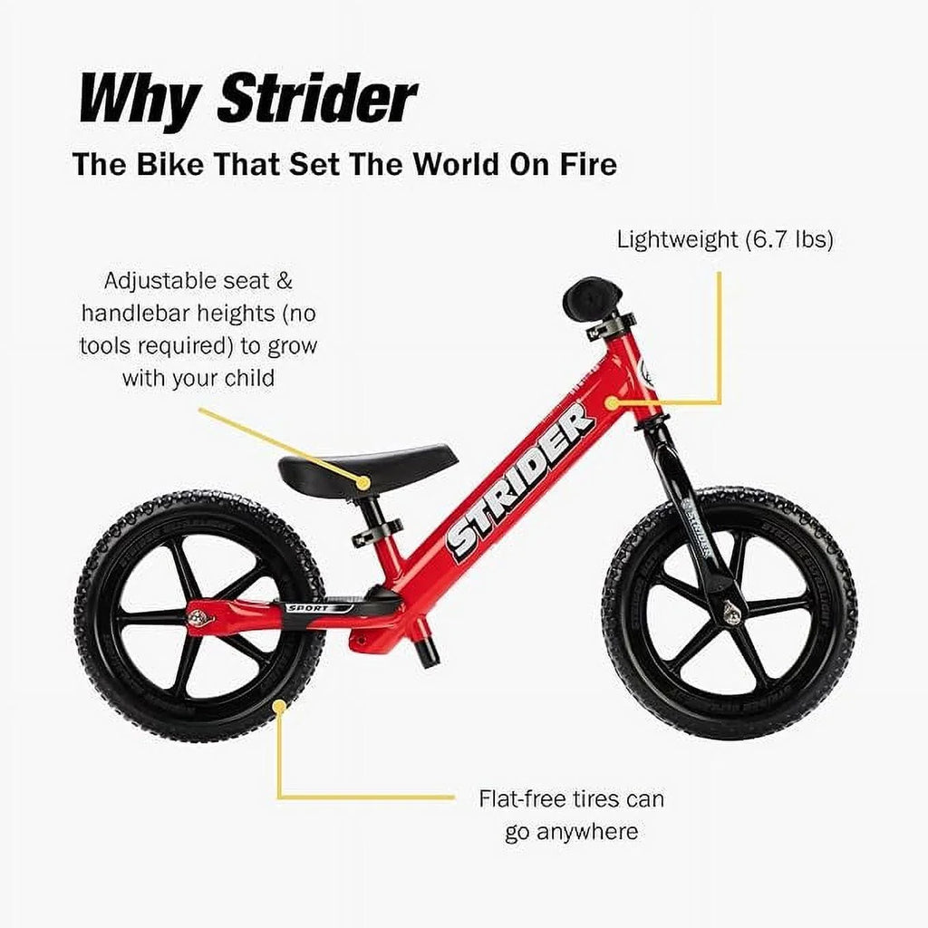 2026 NewStrider - 12 Sport Balance Bike. Ages 1 to 4 Years - Red