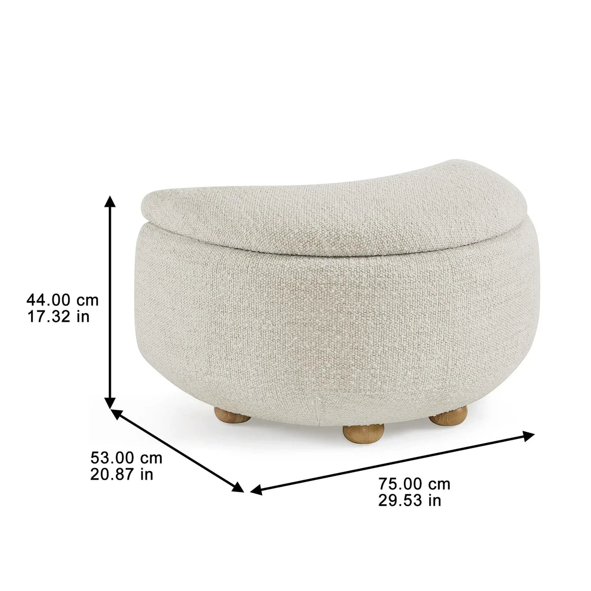 2026 NewBetter Homes & Gardens Juliet Modern Boucle Chaise & Storage Ottoman, Pearl