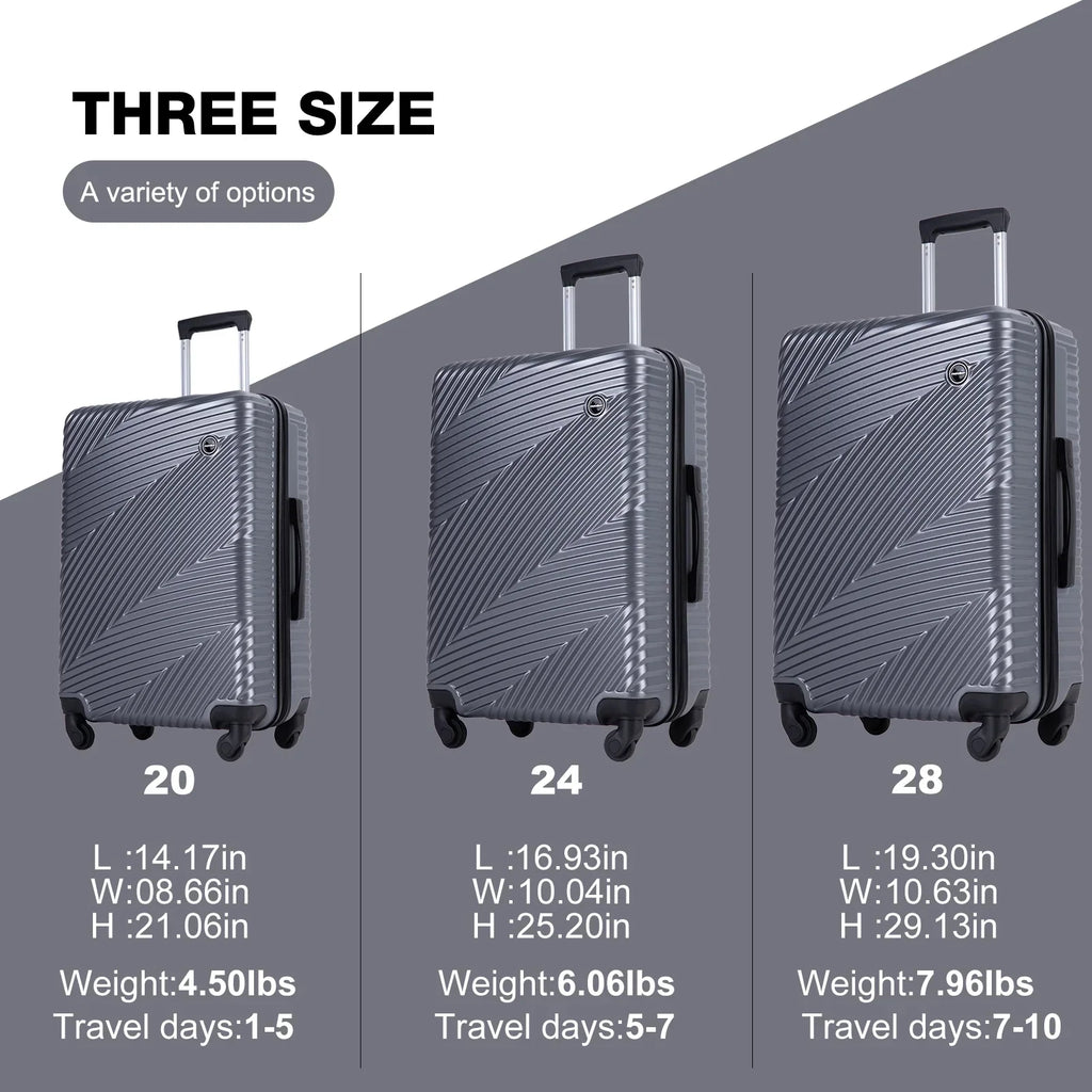 2026 NewTripcomp Luggage 3 Piece Set,Suitcase with Spinner Wheels Hardside Lightweight Luggage 20in24in28in.(Blue)
