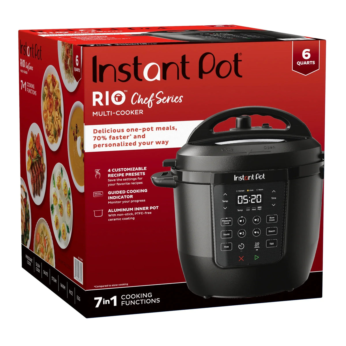 2026 NewInstant Pot 6Qt RIO Chef Series 7-in-1 Multi-Cooker, Pressure Cooker, Slow Cook, & More, Black