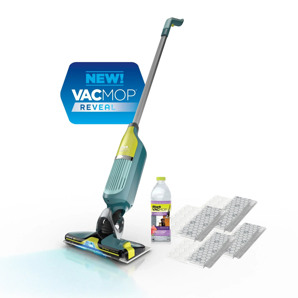 2026 NewShark VACMOP Reveal Cordless Hard Floor Cleaner, Vacuum and Spray Mop, 4 Disposable Pads, 12oz Pet Multi-surface Cleaning Solution, VM401