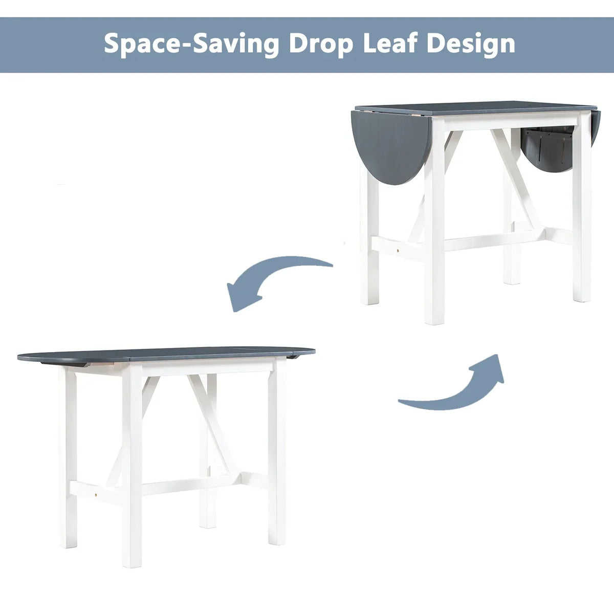 2026 NewHarper & Bright Designs 3 Piece Wood Folding Dining Table Set Drop Leaf Table with 2 Padded Counter Height Dining Chairs for Small Place, Brown