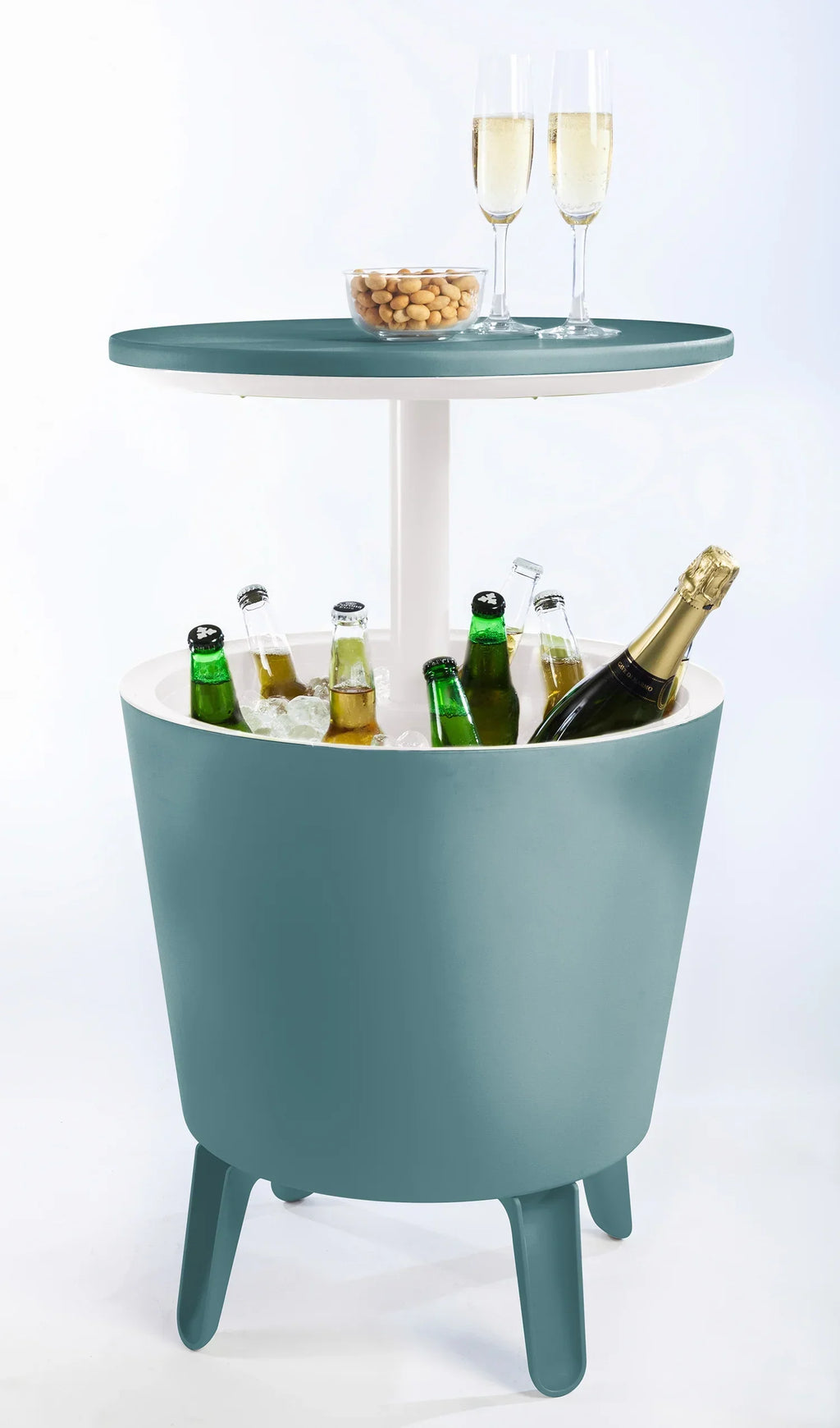 2026 NewKeter Pacific 7.5 Gallon Cool Bar 2 in 1 Weather Resistant Side Table and Bar Durable Resin Outdoor Patio Beverage Cooler Table, Rattan Look Brown