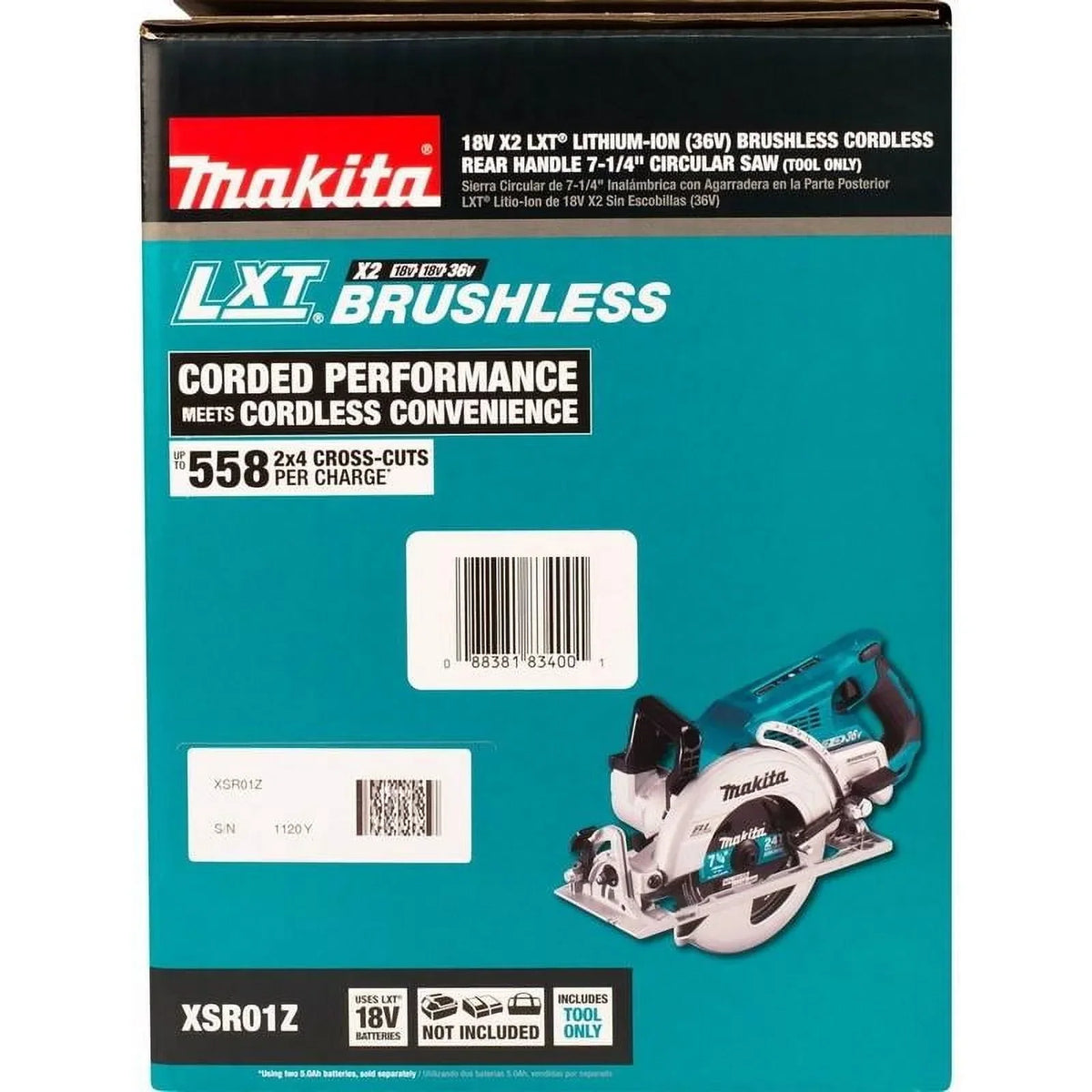 2026 NewMakita Circular Saw, 7.25 in Dia, 5100 RPM XSR01Z