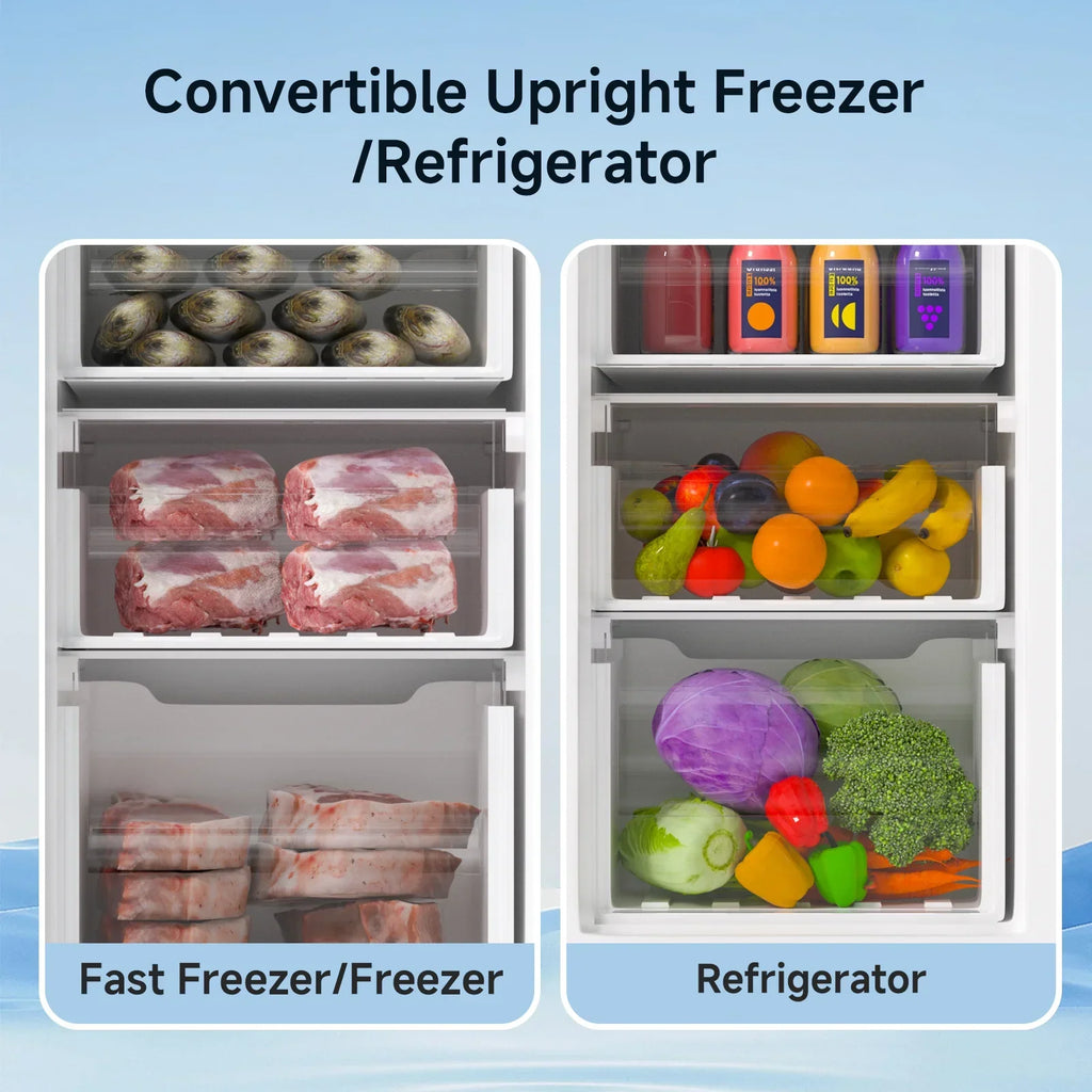 2026 NewBANGSON Upright Freezer, 7.0 Cu.ft Freestanding Freezer, Convertible Upright Freezer/Refrigerator, Single Door for Kitchen, Office, Apartment, Silver