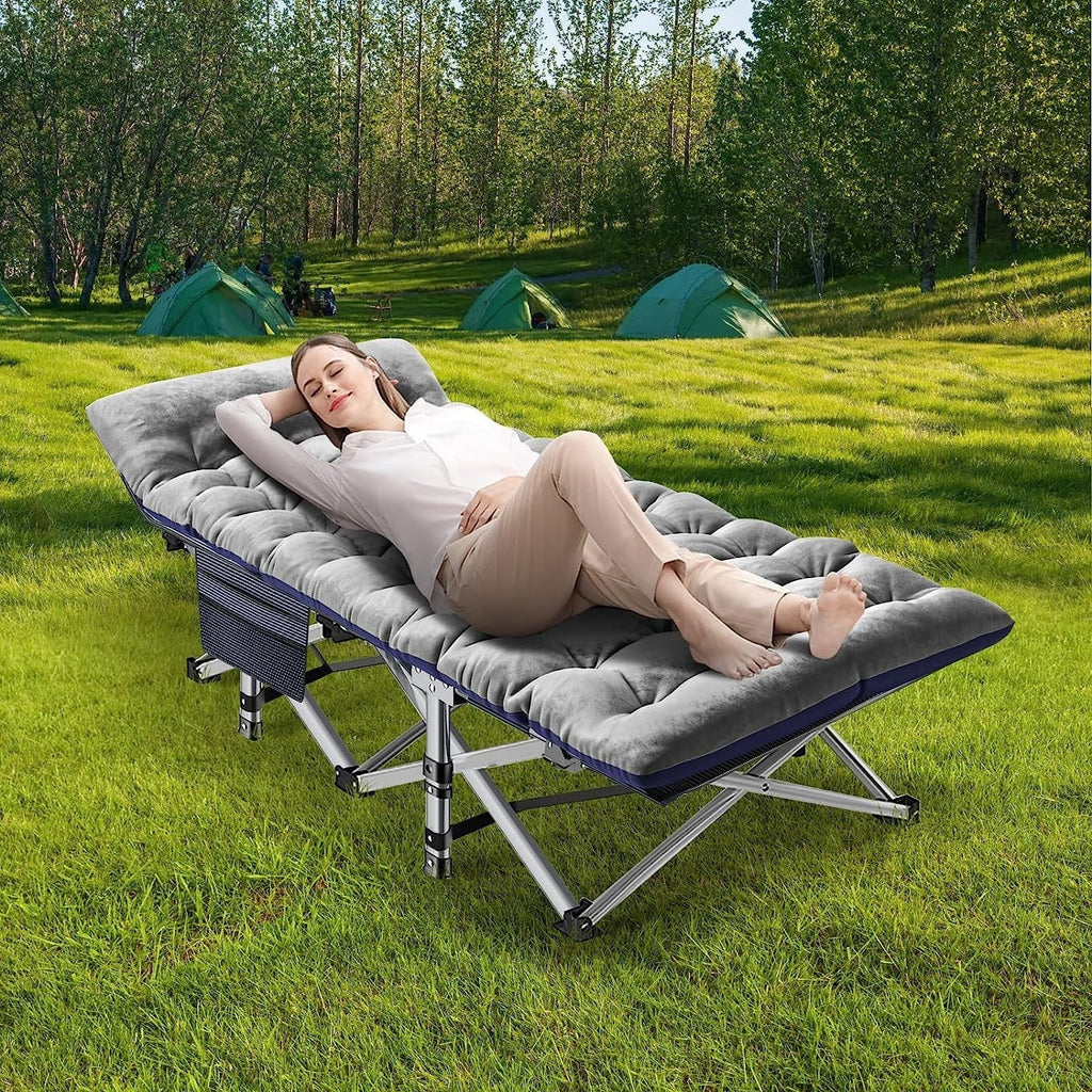 2026 NewABORON Portable Camping Cot with Mattress & Carry Bag, 75''x28'' Folding Sleeping Cots, Folding Bed Cot for Adults & Kids