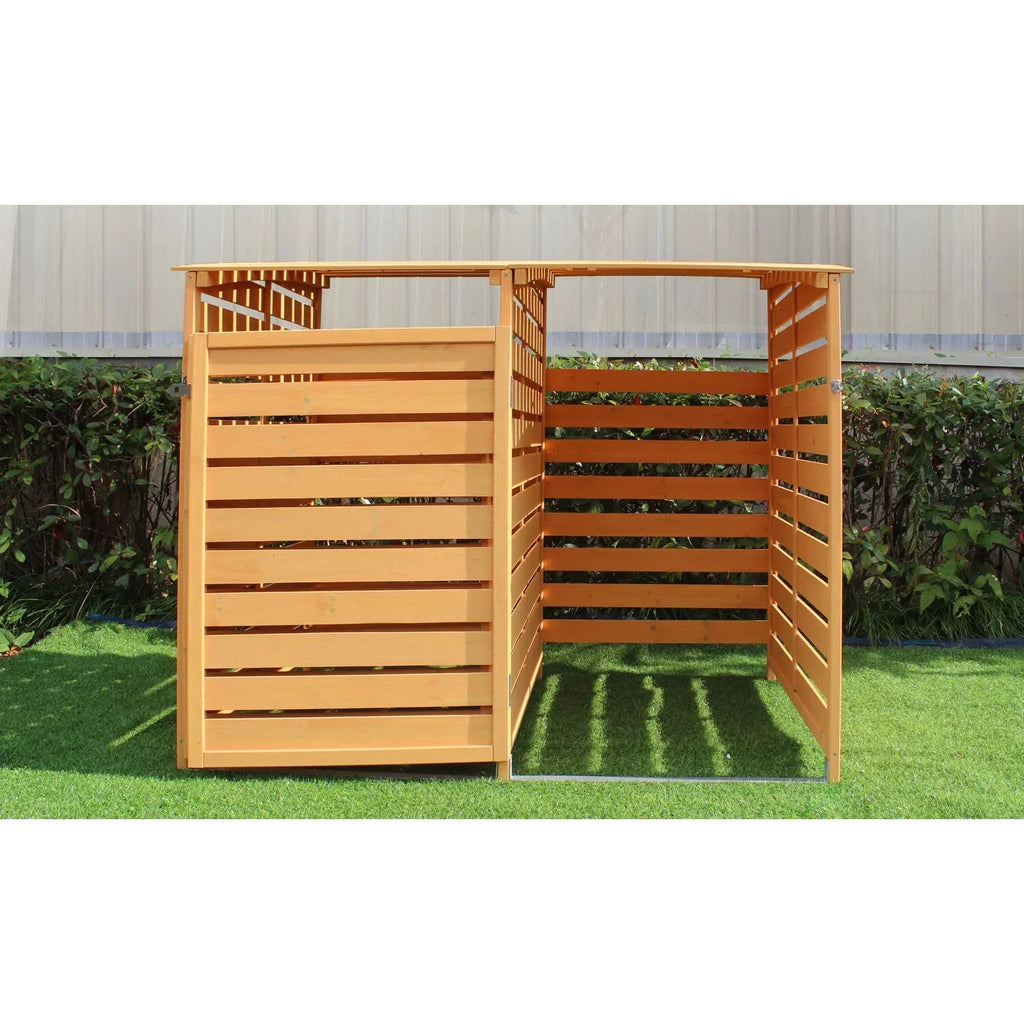 2026 NewHanover Outdoor 4.9 ft. x 4 ft. Wooden Trash Bin and Recyclables Storage Shed - HANWS0103-NAT
