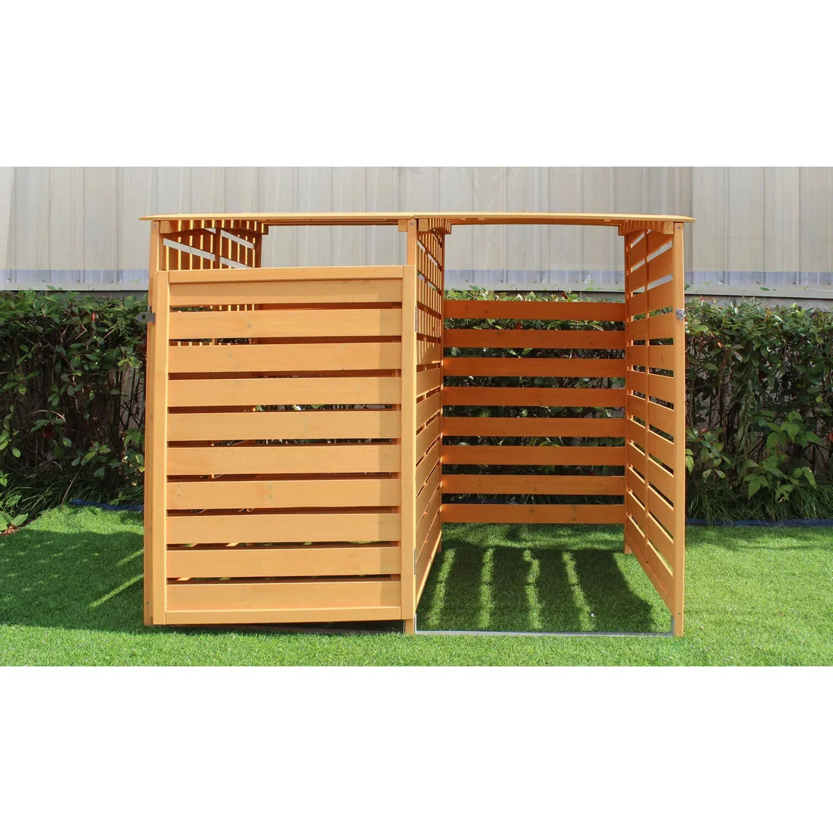 2026 NewHanover Outdoor 4.9 ft. x 4 ft. Wooden Trash Bin and Recyclables Storage Shed - HANWS0103-NAT