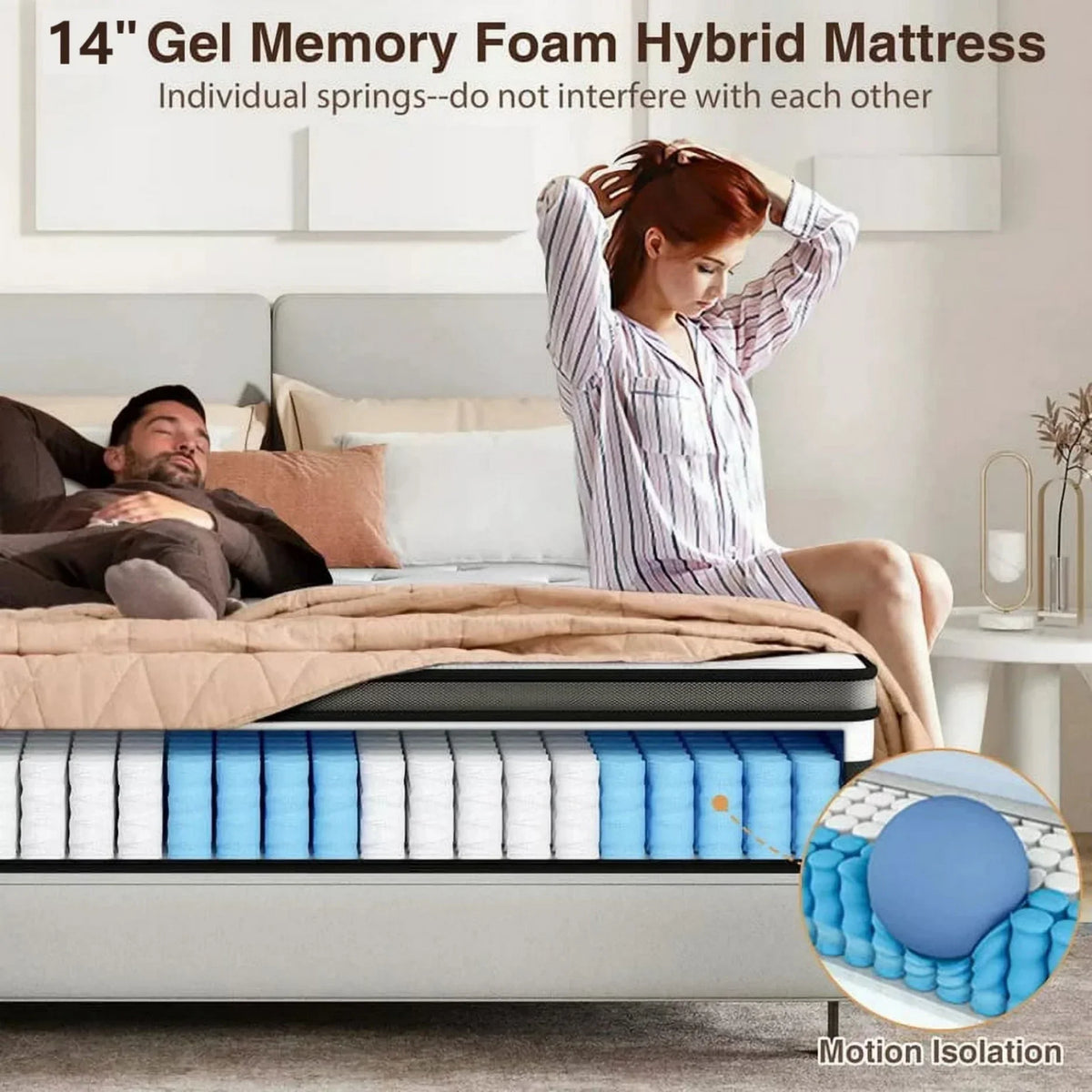 2026 NewQueen Size Mattress in a Box, 14 Inch Gel Memory Foam Mattress for Cool Night & Pressure Relief, Medium Plush Feel with Motion Isolating, Breathable Fabric