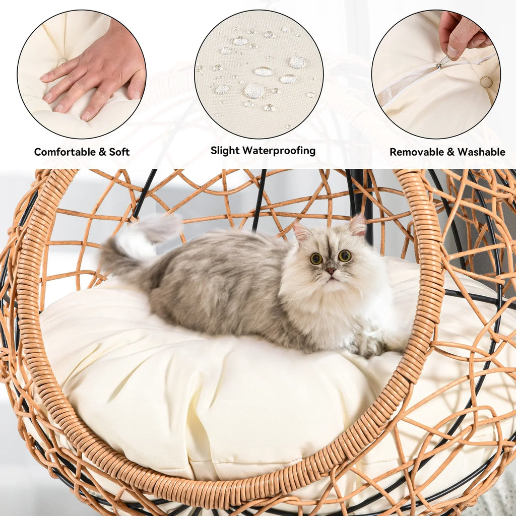 2026 NewDextrus Indoor Elevated Cat Bed with Detachable Cushion, Brown Solid