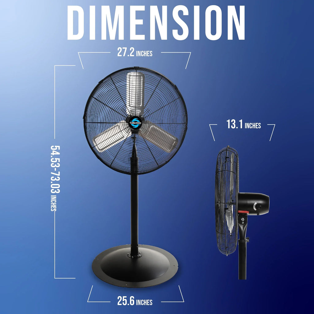 2026 NewTornado - 20 Inch High Velocity Metal Oscillating Pedestal Fan - Commercial, Industrial Use Water-Resistant