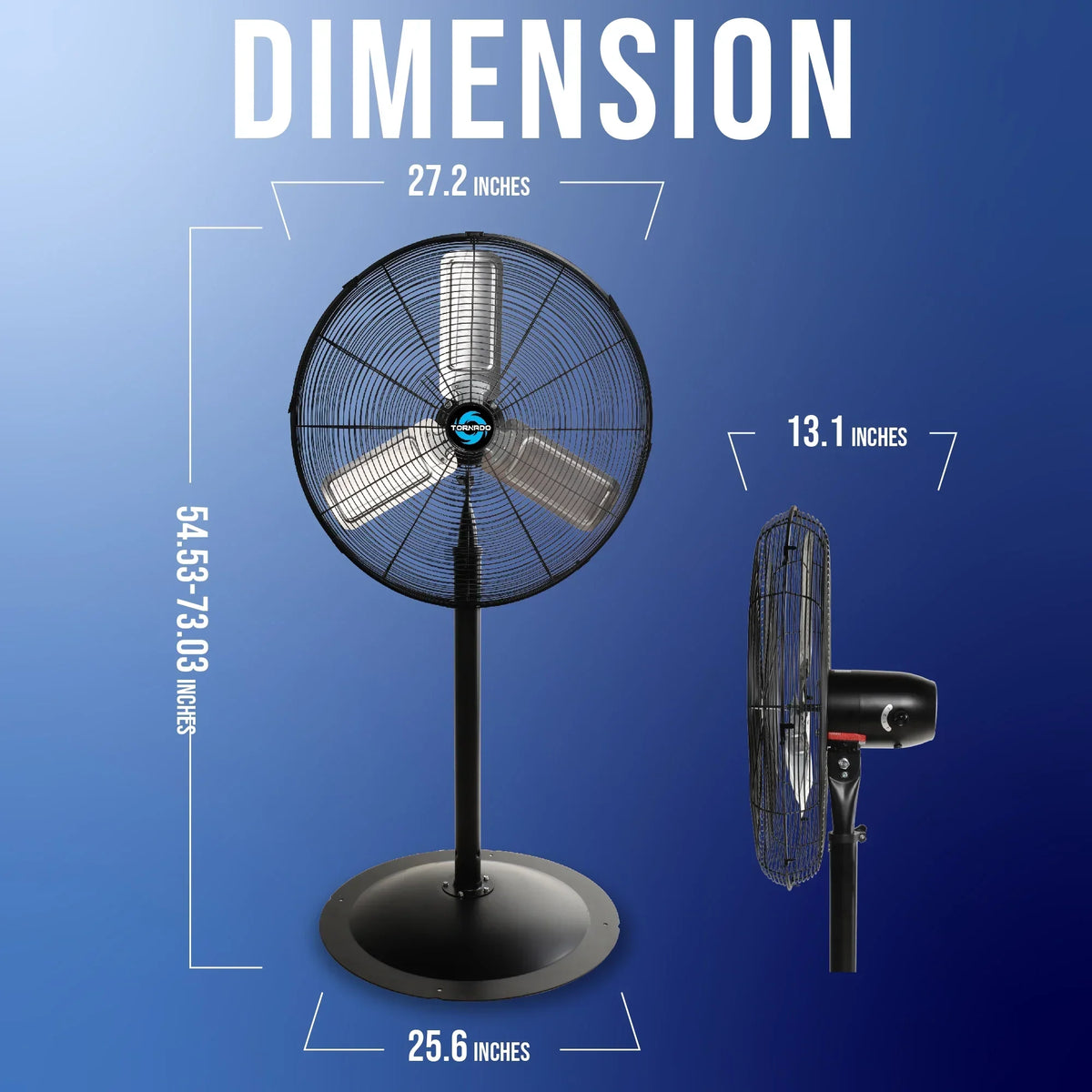 2026 NewTornado - 20 Inch High Velocity Metal Oscillating Pedestal Fan - Commercial, Industrial Use Water-Resistant