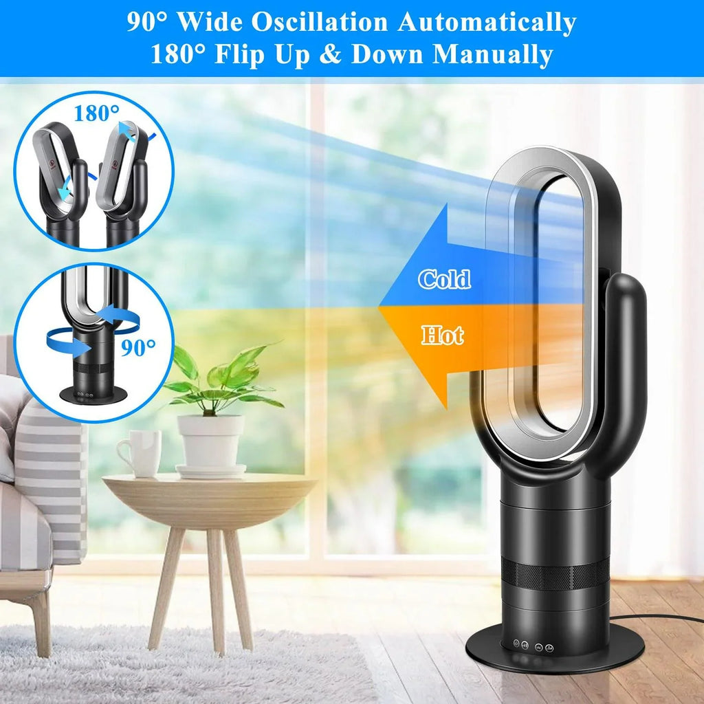 2026 NewDubbin 26 inch Space Heater Bladeless Tower Fan. Heater and Cooling Combo. with Remote Control. Black
