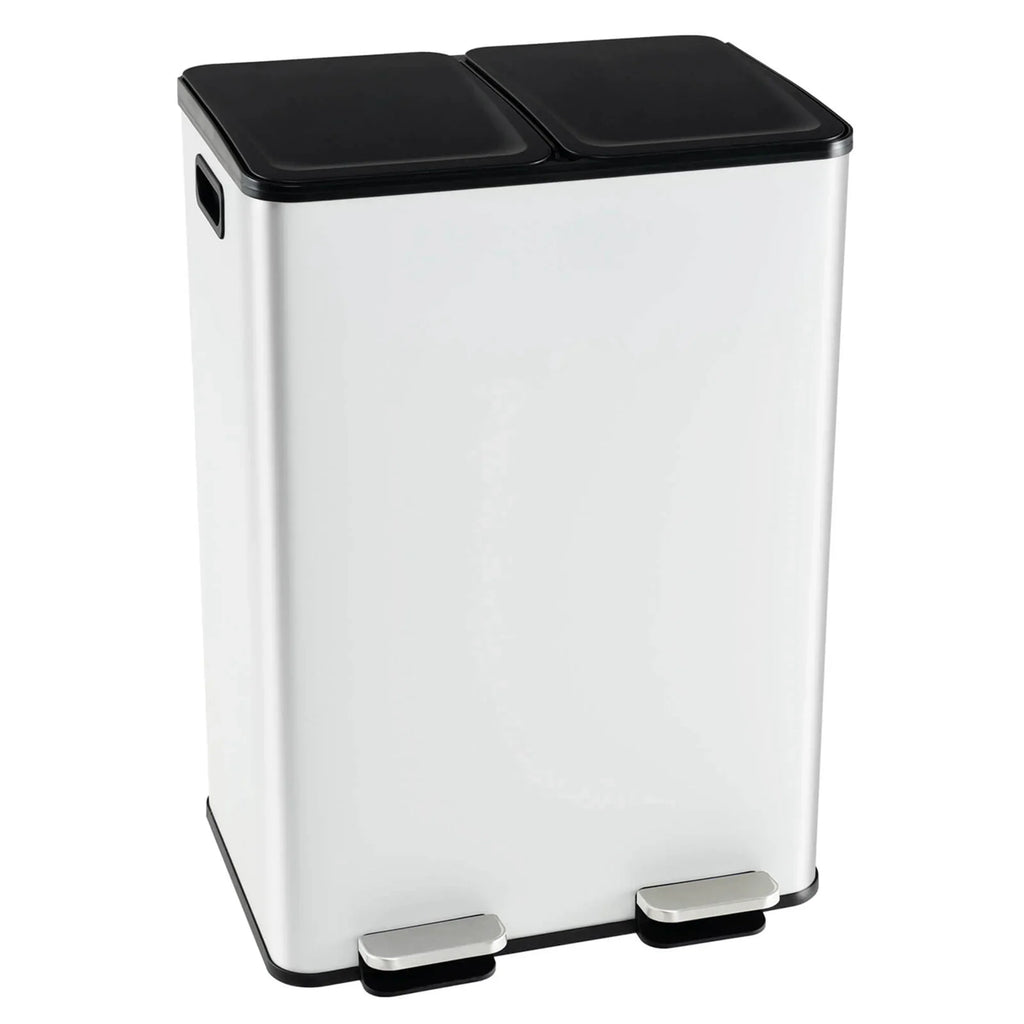 2026 NewCostway 16 Gallon Dual Step Trash Can Recycle Bin Stainless Steel Bucket Pedal Silver