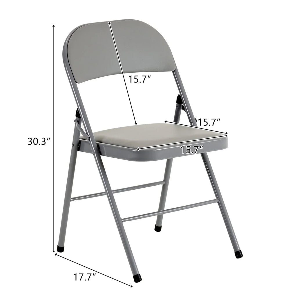 2026 New6 Pack Gray Folding Chairs with Padded Seats, Portable Stackable Foldable Chairs for Indoor & Outdoor, Commercial Seat with Metal Frame for Events Office Wedding Party, 330lbs Capacity