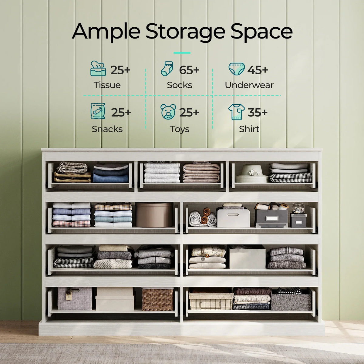 2026 NewLinsy Home Modern Wood Dressers for Bedroom, Wide Chest of 9 Drawers, White