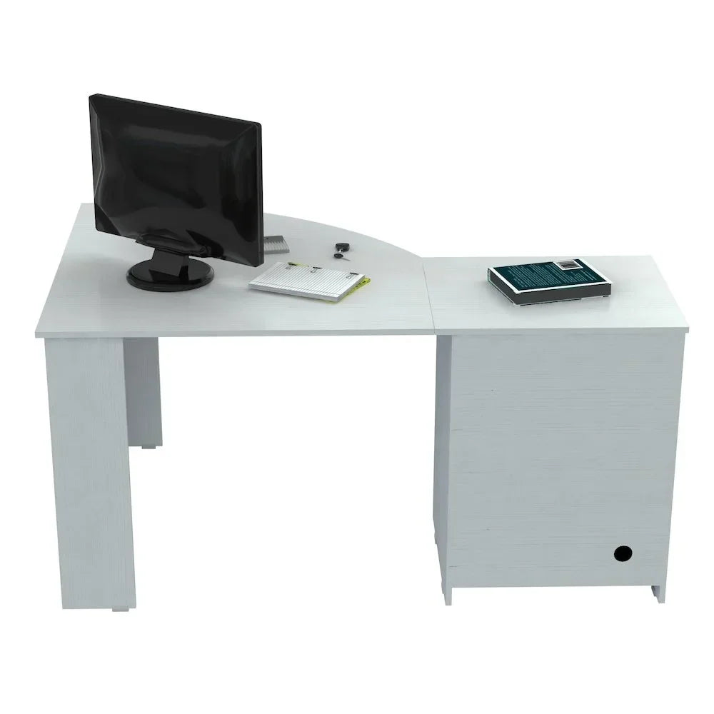2026 NewInval Modern Corner Desk with 2 Drawers and Cabinet, Washed Oak