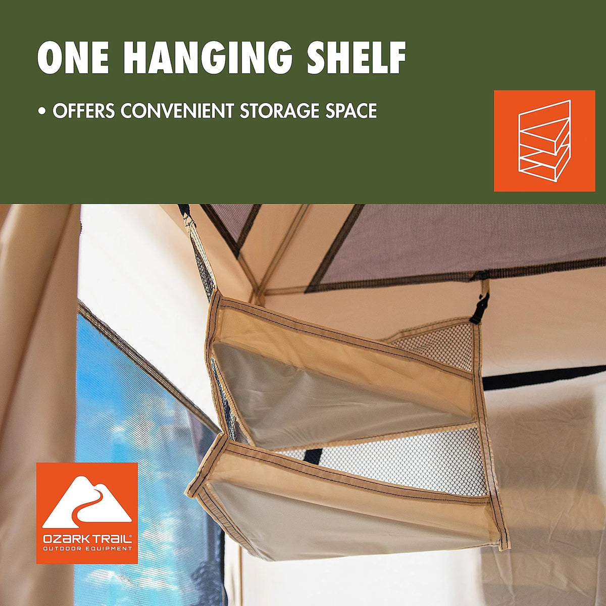 2026 NewOzark Trail 2-Room Shower & Utility Tent Combo Includes 5-Gallon Water Container, Easy Setup, Maximum Occupancy Is 2. Khaki Colour.