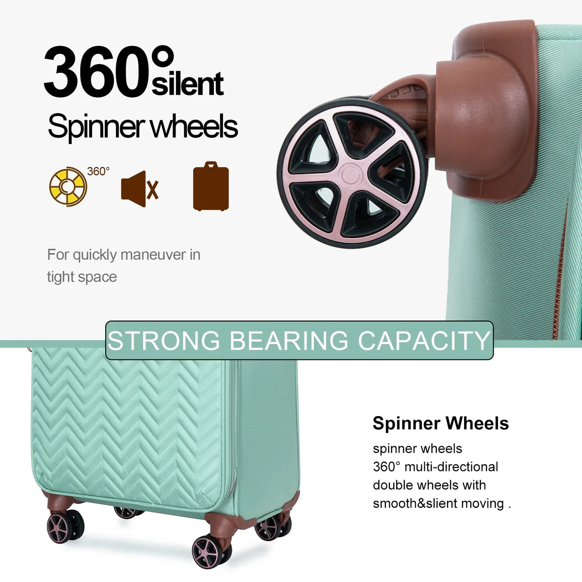 2026 NewTravelhouse 4 Piece Luggage Set Softside Expandable Lightweight Suitcase with Double Spinner Wheels.(Black)