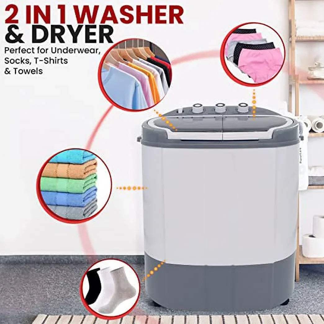 2026 NewPyle Pure Clean 110 Volt 2 in 1 Compact and Portable Washer and Dryer, Gray