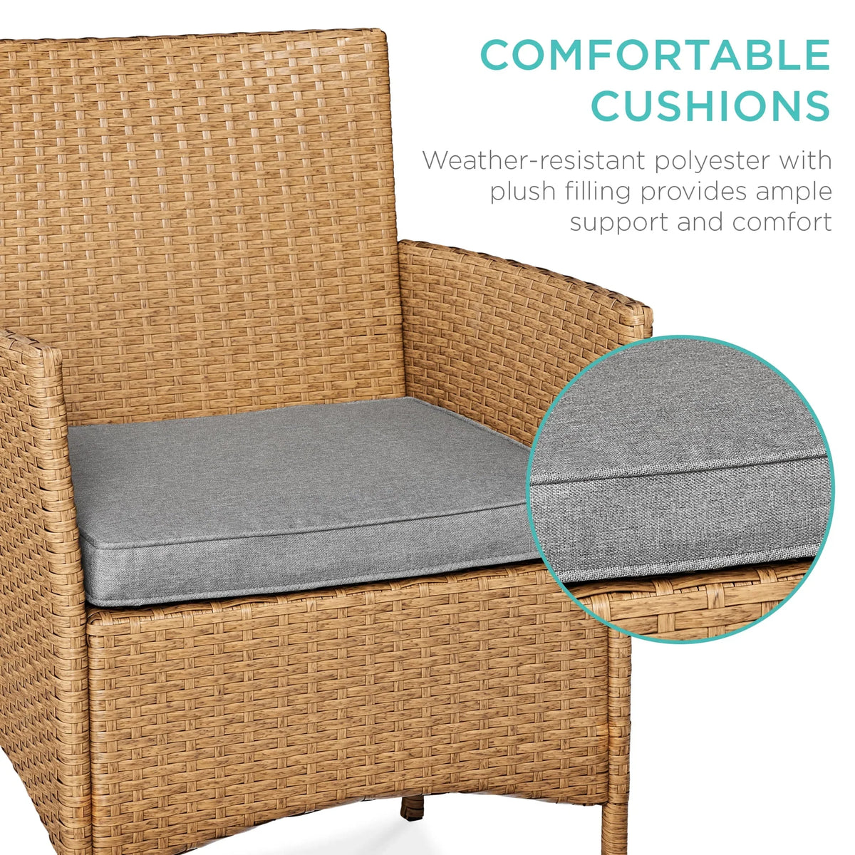 2026 NewBest Choice Products 3-Piece Outdoor Wicker Conversation Patio Bistro Set, w/ 2 Chairs, Table - Gray/Navy