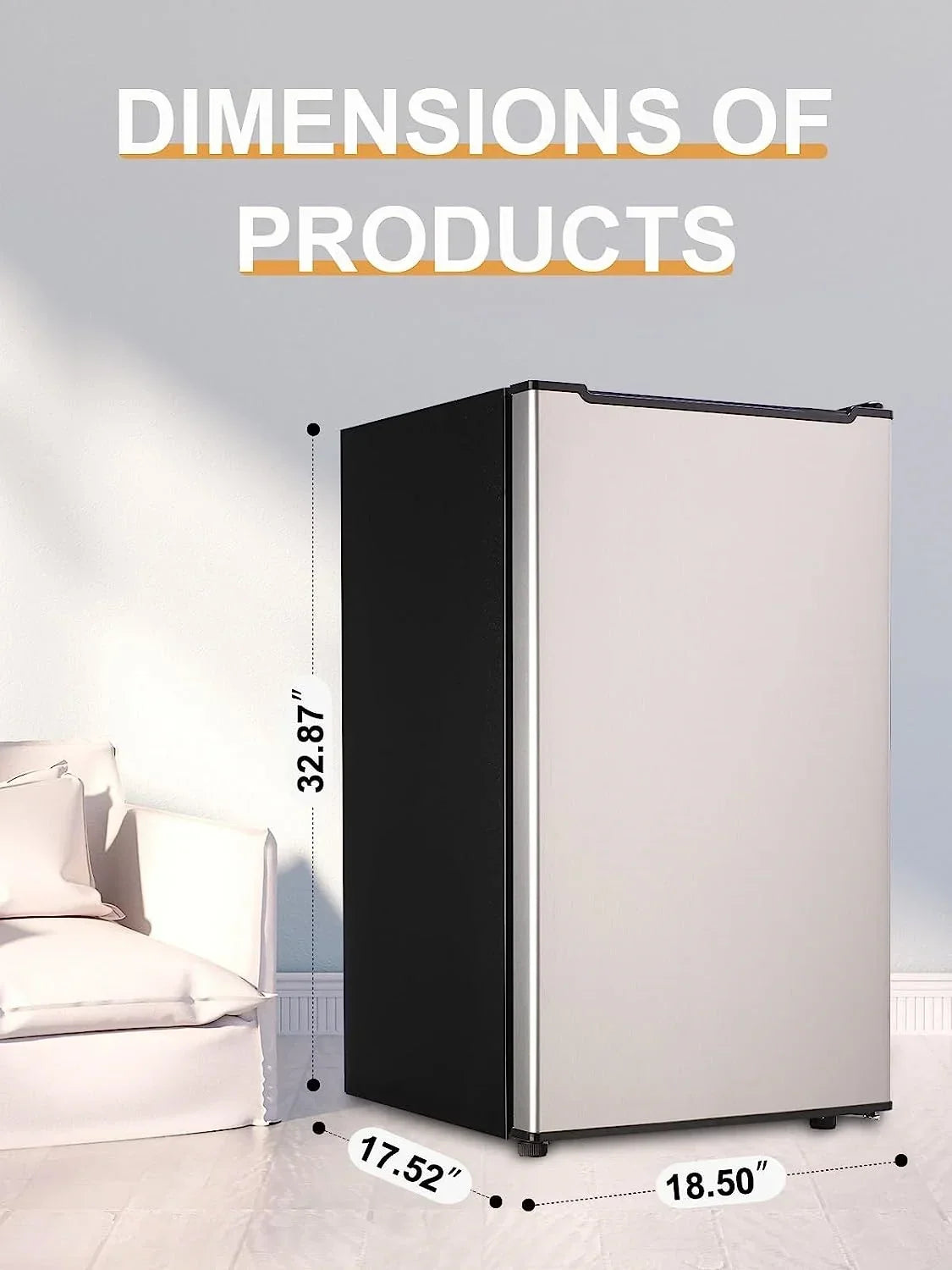 2026 NewUpright Freezer, 3.0 Cu.ft Compact Upright Freezer with Adjustable Thermostat, Mini Freezer with Reversible Stainless Steel Single Door, Silver