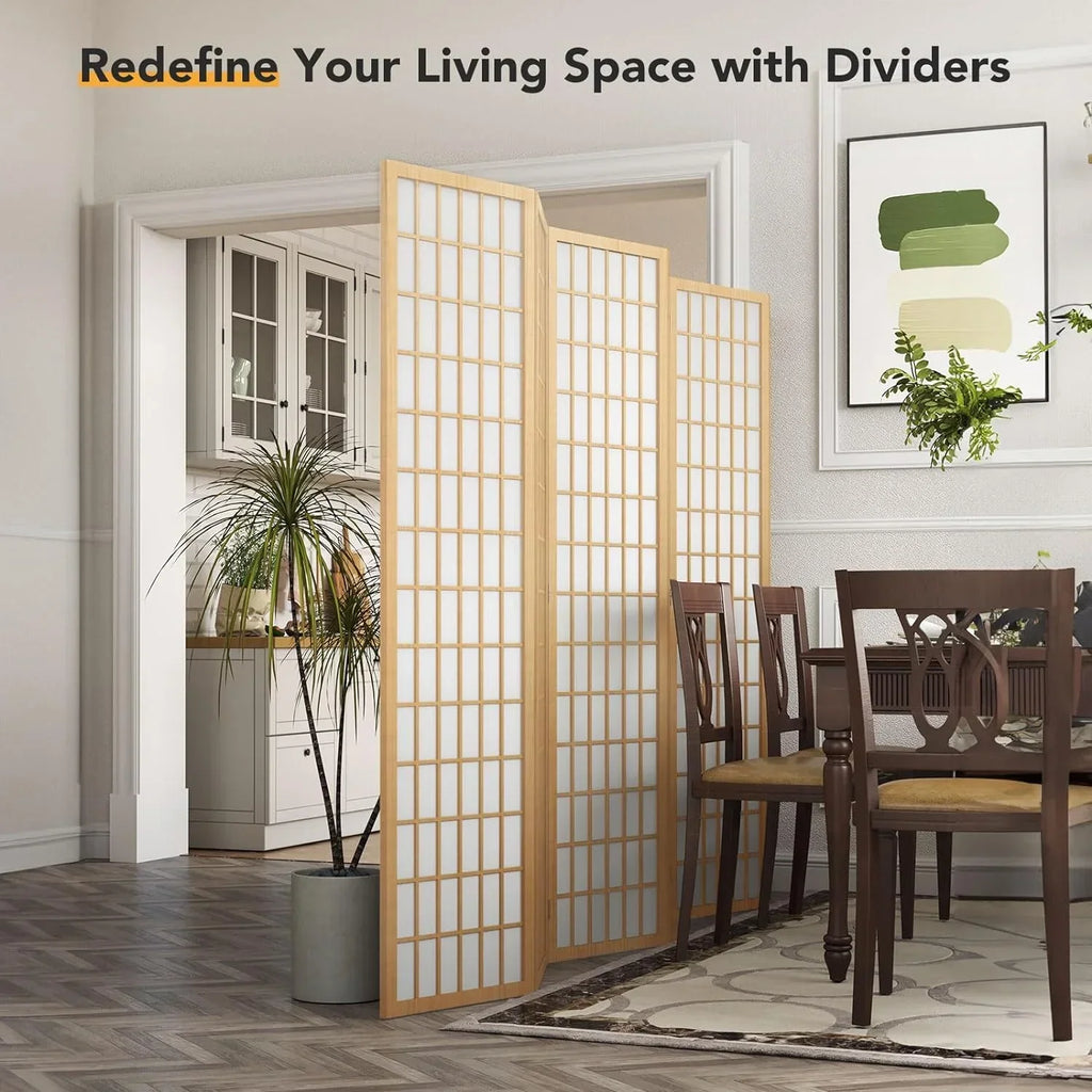 2026 NewJOSTYLE Room Divider Wall Shoji Screen, 6 Panel Folding Privacy Screen for Room Separation, Japanese Wood Room Divider Screen, 5.9 Ft, Natural